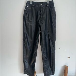Divided Black Leather Pants
